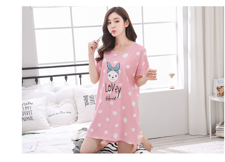 Ý lớn mới đồ ngủ nữ mùa hè nightdress ngắn tay cotton váy dịch vụ nhà mùa hè dễ thương cartoon home dress