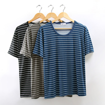 Pajamas Male Summer Short Sleeve Ice Silk Thinker made cotton Sleeping blouse Single Cotton Silk Home Clothing t-shirt Home