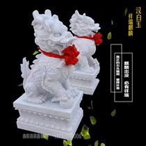 Stone carving Unicorn doorway a pair of town house animals to ward off evil spirits Stone carving bluestone Feng Shui white marble Pixiu