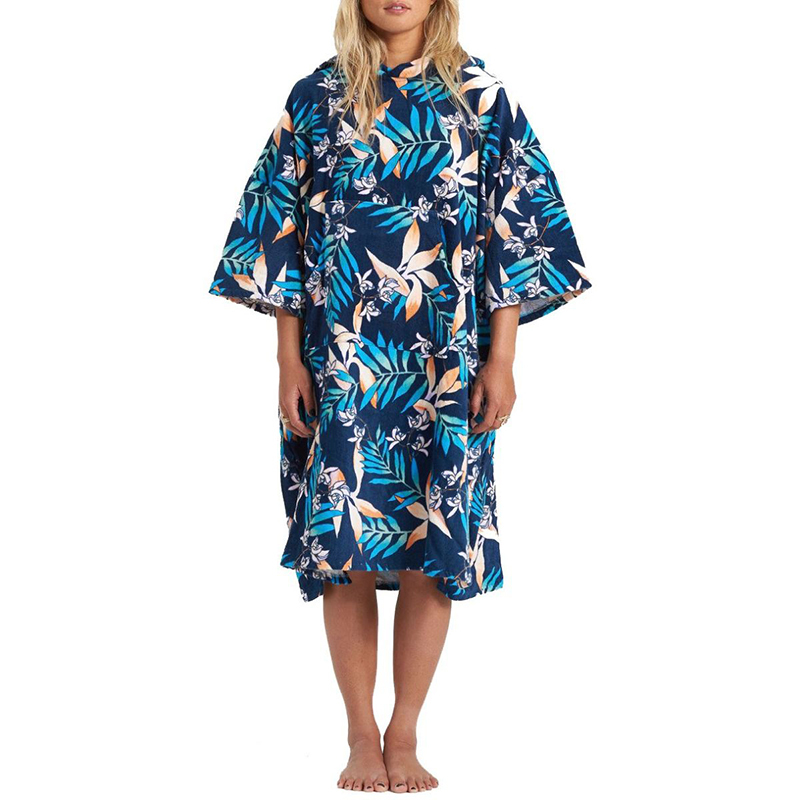 Billabong Surf Girl Adult Pure Cotton Hooded Poncho Beach Changing Robe Warm Towel Clothing with Short Sleeves