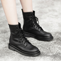 The real Pit Martin boots female English Wind Spring and Autumn Single Boots 2021 new flat locomotive boots in tide