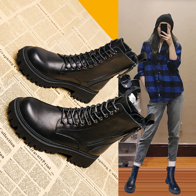 Leather Martin boots women's British style women's shoes new 2021 all-match motorcycle boots women's spring and autumn single boots short boots ins tide