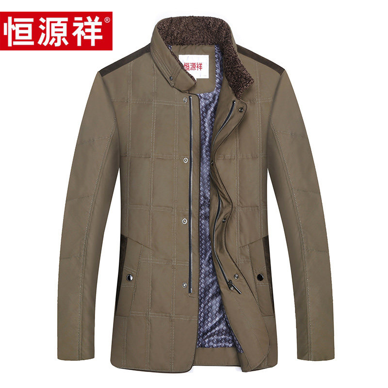 Hengyuanxiang men's down jacket winter stand collar thickened white duck down liner middle-aged business casual warm cotton coat men