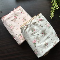 Aishas new womens elastic cotton fresh printed mid-waist hip plant flower small boxer briefs