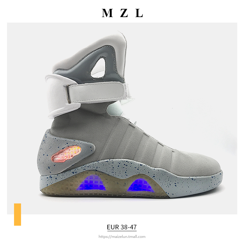 2023 New Practical Waterproof High-Top Basketball Sneakers Simple Version of Back to the Future Shoes with Charging Light-Up Features