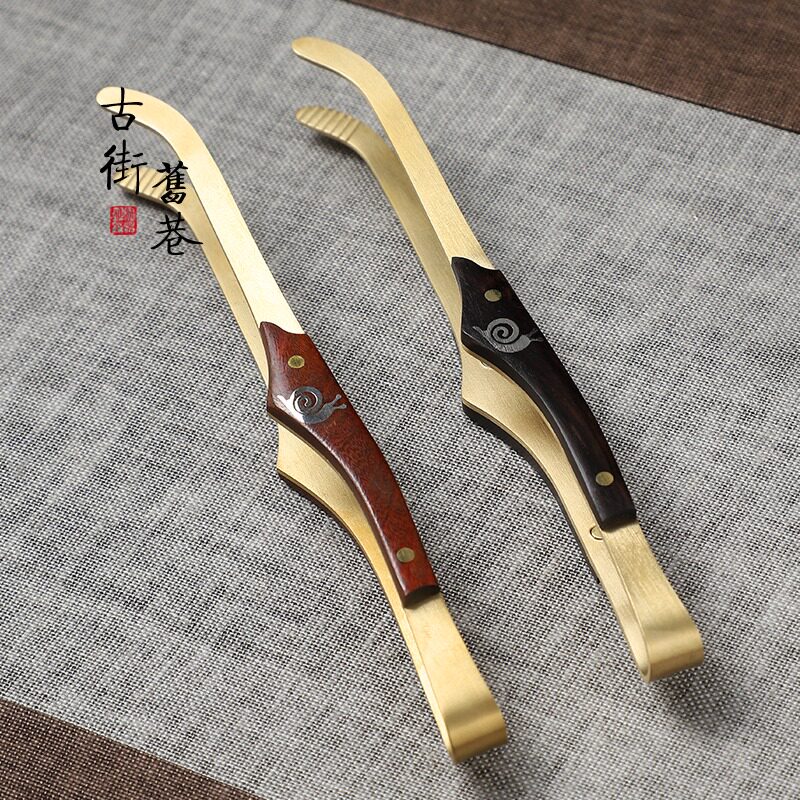 Copper Tea Clip Suit Home Brass Black Sandalwood Tea Tweezers Tea Tool Tea Clip Anti Slip Cup Clip Tea Clip