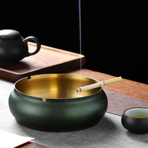 Bronze ashtray home living room creative personality trend light luxury with cover anti-fall anti-fly ash ashtray decorative ornaments