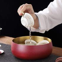 Copper color tea wash large extra large pen wash water Tea Bowl brass kung fu tea set accessories tea ceremony zero with household