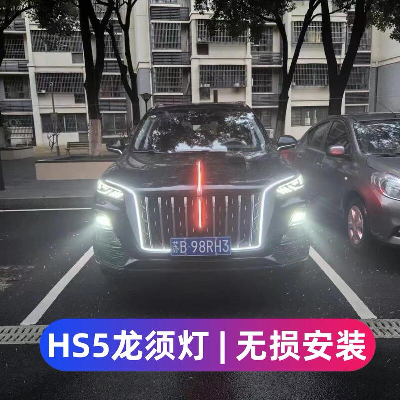 23-25 Hongqi Hs5 Mid-Grid Dragon Whisker Lamp Half U-Shaped Lamp Large U-Shaped Mid-Grid Hood through Lamp Scanning Streamer Lamp