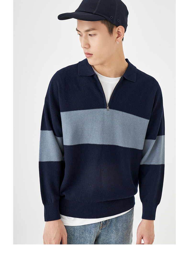 Весенняя шерстяная футболка polo, лонгслив, базовый мужской свитер, коллекция 2021, тренд сезона, свободный крой 