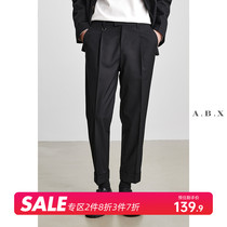 abx spring autumn season black pituality 90% Western pants men loose straight cylinder small footed pants men business casual 9-minute pants