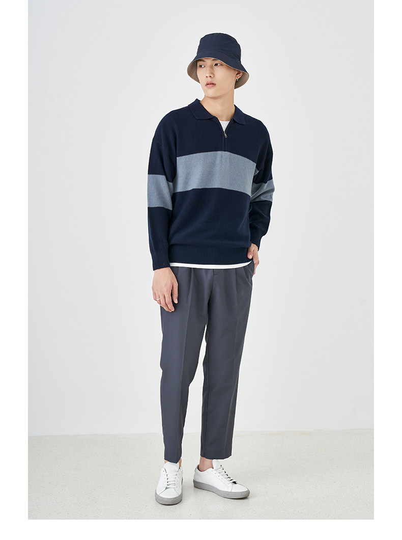 Весенняя шерстяная футболка polo, лонгслив, базовый мужской свитер, коллекция 2021, тренд сезона, свободный крой 