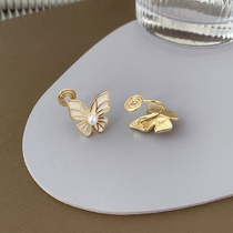 Japan-ROK butterfly ear nail female retro temperament brief small and delicate advanced sensation ear decorated mosquito incense tray without earbuds ear clip