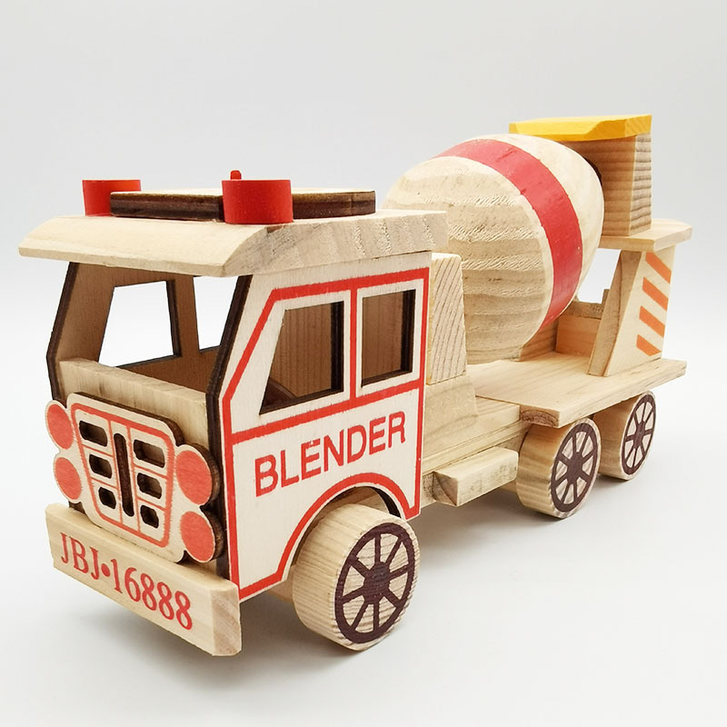 Wholesale Colorful Wooden Concrete Mixer Truck Car Model Children's Toy Office Decoration Piece for Tourist Attractions