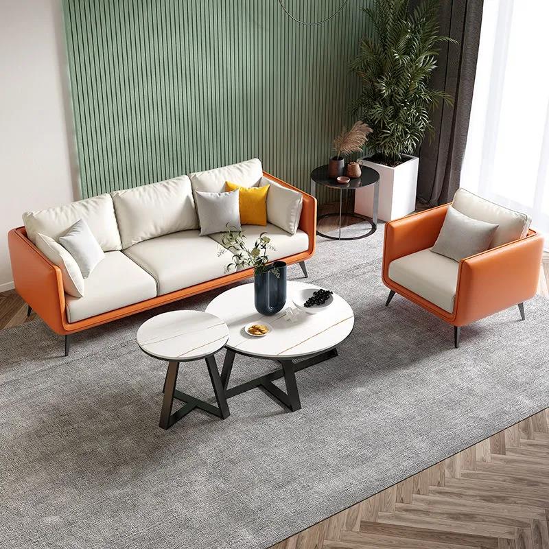 Nordic office sofas minimalist modern-day guest area business reception light lavish small family room trio sofa tea table