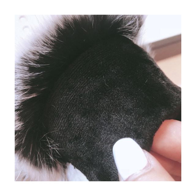 Leather gloves women's winter cute Korean version of sheepskin real rabbit fur plus velvet thickened to keep warm and cold-proof riding touch screen driving thin