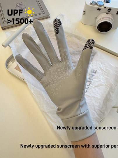 Sun Protection Gloves, Ice Silk Black Rubber, Women's Summer Driving, Anti-Uv, Cycling, Anti-Slip, Touch Screen, Thin, Breathable, Outdoor Sports, Men's