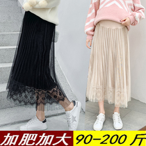 Weight plus 200 - 300 pounds pregnant women wear spring fashion mesh dress during pregnancy fat mm stomach skirt