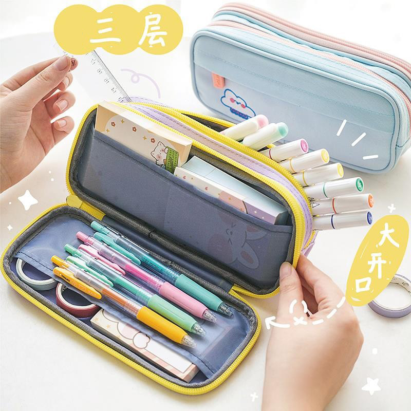 Japan ZD Multilayer Large Capacity Pen Bag First Primary School Students New Pop Middle School Students Stationery Lead Pencil Case