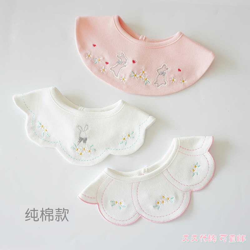 Japan ZD new baby bib petals rotating baby saliva towel cotton gauze bib fake collar set