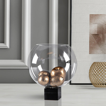 Simple transparent glass vase fittings modern living room round ball jacket basalt TV cabinet desktop soft decoration