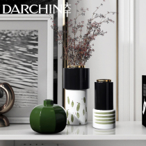 Modern small fresh ceramic vase green home decoration creative light luxury flower arrangement living room TV cabinet decoration