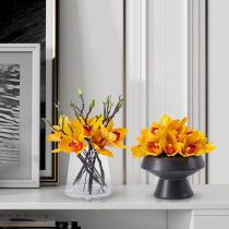 Simulation of Yellow Machine Art Gallery Ceramic Glass Living Room TV cabinet decoration of Desktop Fake Flower Set