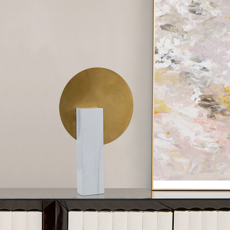 Light luxury marble pattern home soft decoration golden stainless steel simple modern model room desktop fashion decoration