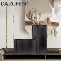 Simple black aluminum flower utensils high-end decorations sales office model room exhibition window metal dry vase ornaments