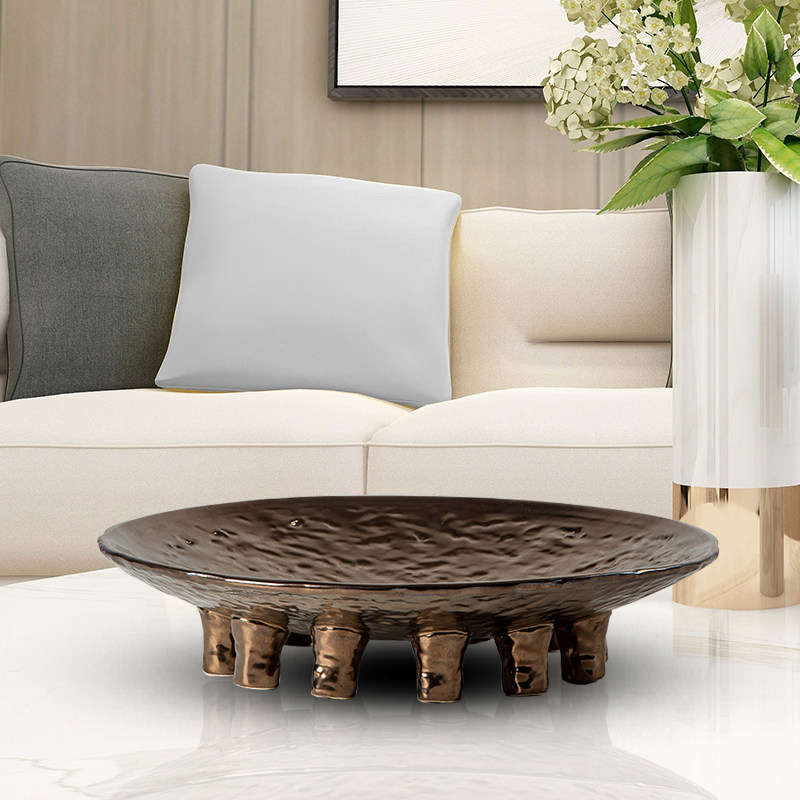 Modern model room fruit plate decoration decoration light luxury home soft decoration living room coffee table TV cabinet sample house display center storage tray