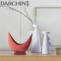 Simple vase ornaments white dry flowerware Nordic modern creative home living room coffee table inn decorations