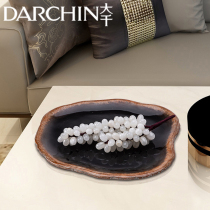 Wood creative fruit disk new Chinese soft decoration sample room room tea meeting decoration disc