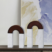 Simply modern marble home decoration parts U-type acrylic living room TV cabinet soft installation