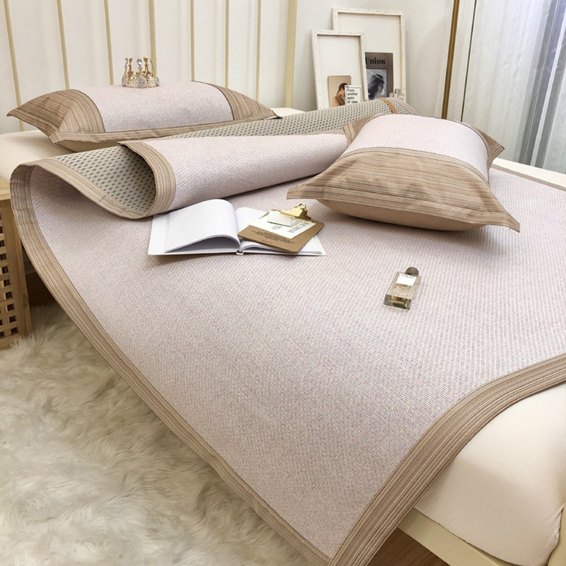 Summer ice silk mat cool mat three sets 1 8m bed Indonesian rattan mat 1 5 straw mat natural pure vines Summer can be folded