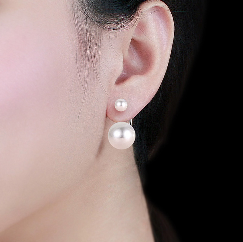 South Korea's large pearl earrings female pure silver earrings small earbuds Temperament Accessories Short long version Stream Su wedding autumn and winter