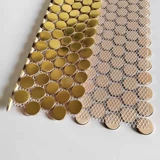 Металлическая шестиугольная круглая электрическая мозаика из нержавеющей стали, зеркальный эффект