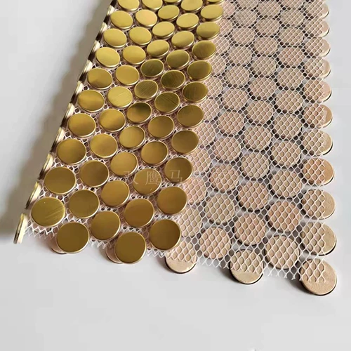 Металлическая шестиугольная круглая электрическая мозаика из нержавеющей стали, зеркальный эффект