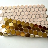 Металлическая шестиугольная круглая электрическая мозаика из нержавеющей стали, зеркальный эффект