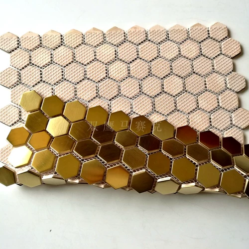 Металлическая шестиугольная круглая электрическая мозаика из нержавеющей стали, зеркальный эффект