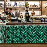 Арт -туалетные чернила, зеленый северный стиль личность, листовой фон кухонная стена кирпичная мозаичная плитка ресторан