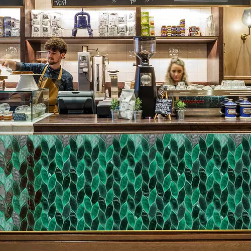 Арт -туалетные чернила, зеленый северный стиль личность, листовой фон кухонная стена кирпичная мозаичная плитка ресторан