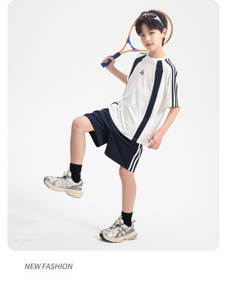 男童夏装户外撞色运动速干短袖套装2026新款青少年儿童冰丝两件套 — 22