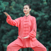 Fight for glory 2021 new cotton and hemp tai chi suit female spring and autumn improved high-end Tai Chi training clothing male summer