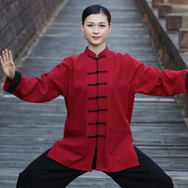 Chinese style tai chi suit mens autumn and winter thickened Taijiquan martial arts performance practice clothing womens cotton and hemp spring