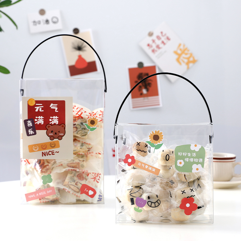 Snowflake Crisp Packaging Box Glutinous Rice Boat Box Button Biscuit Bag Nougat Crispy Milk Date Baking Cookies Simple Transparent Box