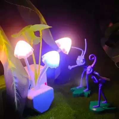 Bedside light LED night light aquatic grass lamp lotus leaf mushroom lamp socket type variable light color sensor light control light