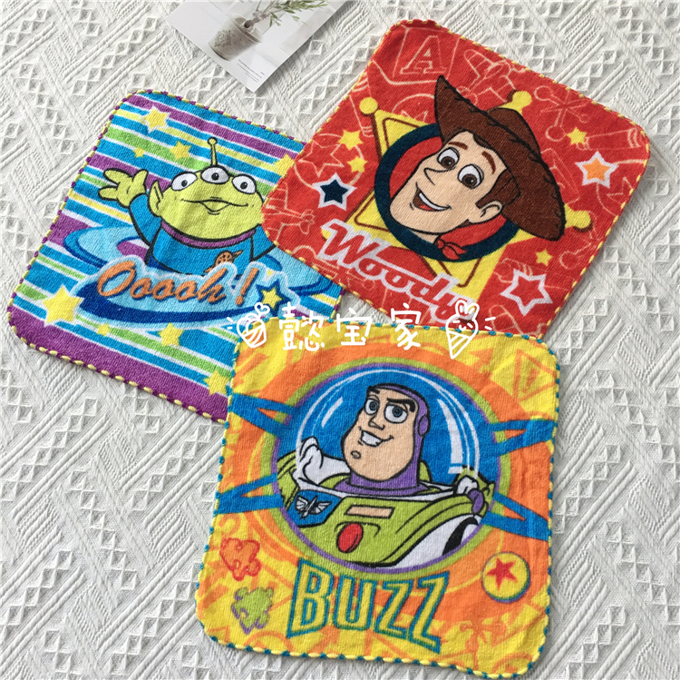 Toy Story Cartoon Small Square Towel Woody Buzz Kindergarten Baby Pure Cotton Handkerchief Hand Towel