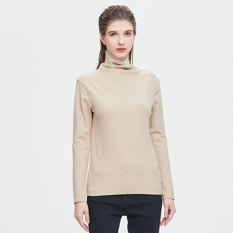 2020 Autumn Winter Duvet High Collar Fever Coat Woman Thin self-calorific-fit elastic outside wearing inner hitch undershirt