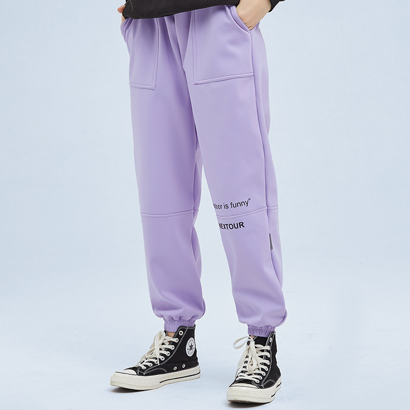 Outdoor soft shell flush pant trousers female plus suede thickened waterproof windproof winter climber pants loose large size sports ski pants