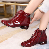 2021 New Winter patent leather Martin boots large size boots 41-43 fashion low heel leather flat cotton boots